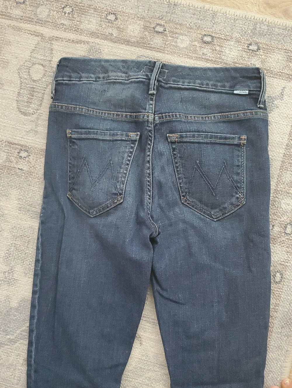 Mother High Waisted Looker Crop Pardon My French Blue Soft Stretch Jeans Sz25